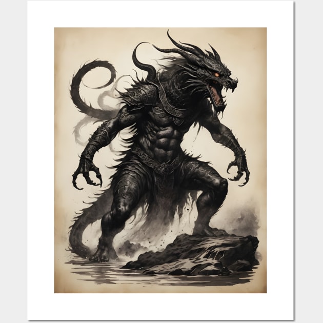 Demon with Open Mouth and Claws Wall Art by Dark Juliettes